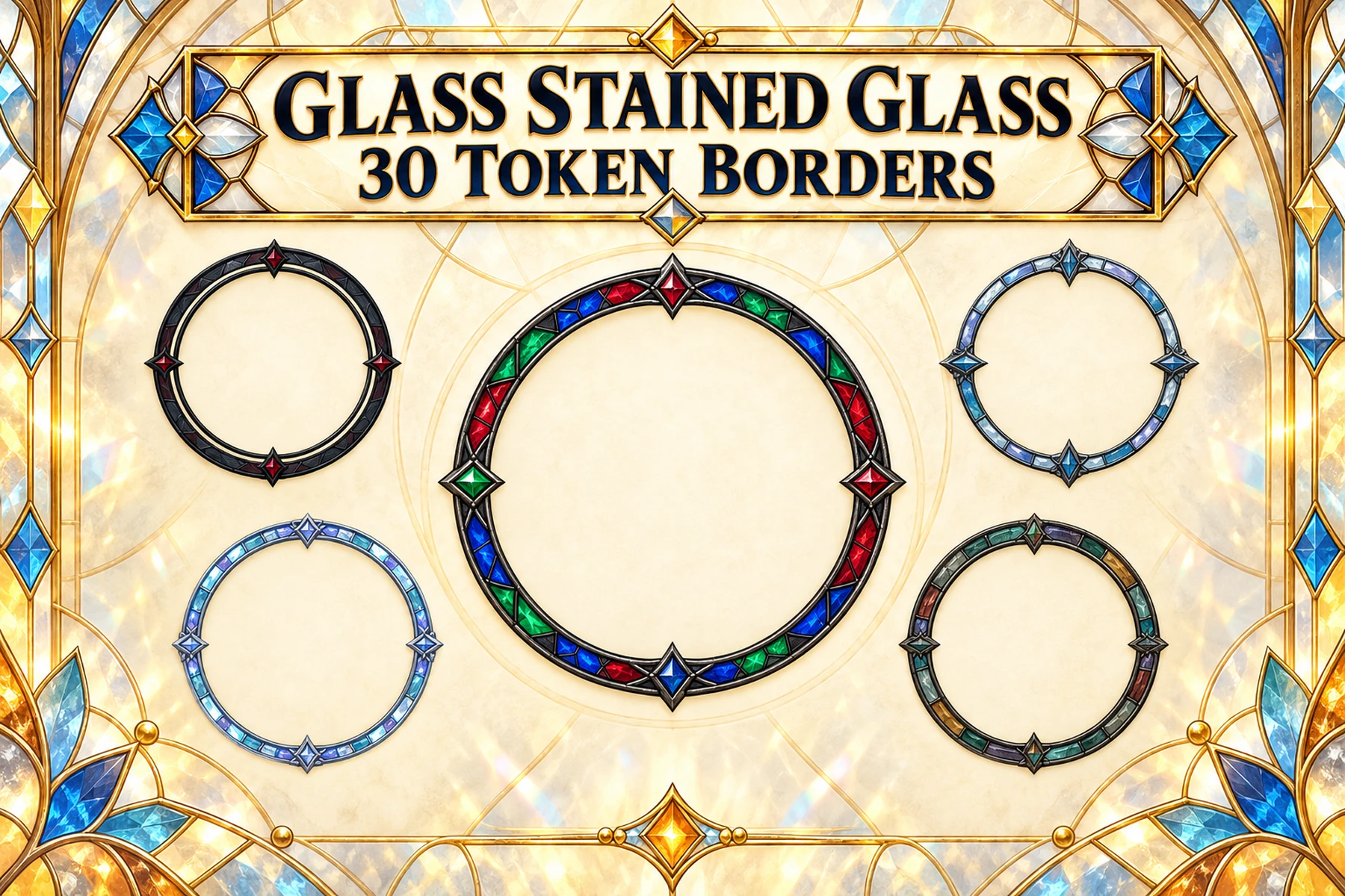 30 Glass Stained Glass Token Borders