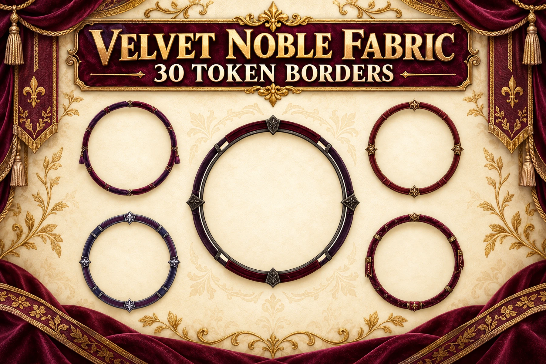 30 Velvet Noble Fabric Token Borders