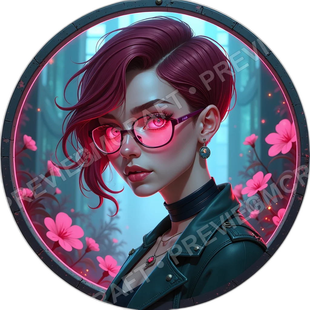 Holo Presenter Female Eyelid Ad Strip Orbiting Promo Bots Sponsor Emblem Collar Media Influencers, ,,1.8,, ,Slim Build,1.8,, ,Burgundy Hair,1 0001 top-down token preview
