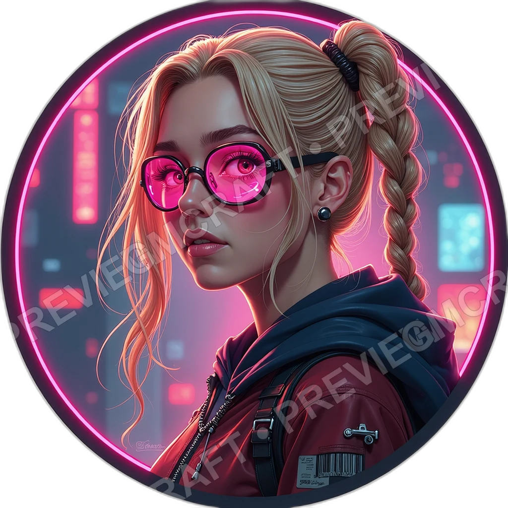 Omni Face Influencer, Female, Rotating Filter Seams, Orbiting Paparazzi Bots, Sponsor Barcode Sleeve, Curated Laugh Implant, Media Influencers, ,Older 0001 top-down token preview