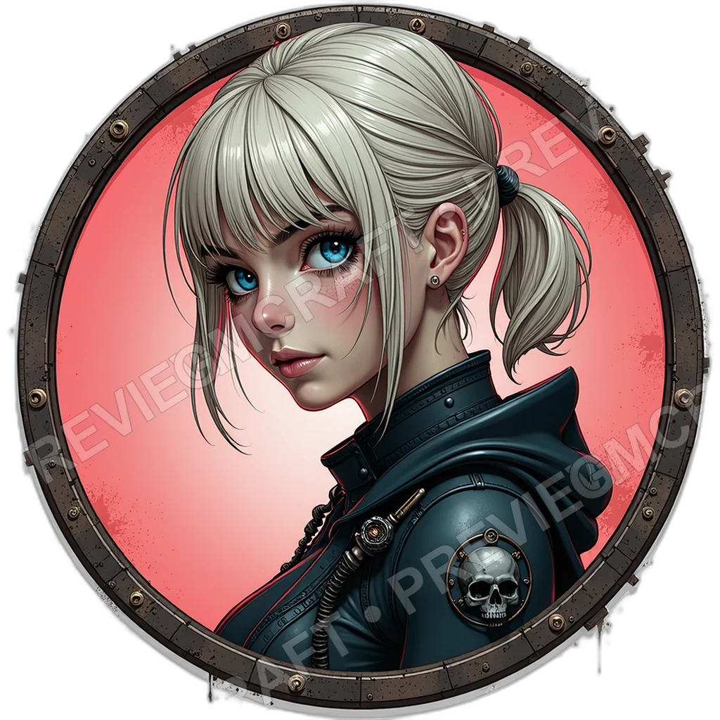 Contract Heavy, Female, Grenade Spine Module, Reinforced Tibia Pistons, Scorched Modular Pauldron, Tally Marks On Visor, Mercenaries, ,Young Adult Age 0001 top-down token preview