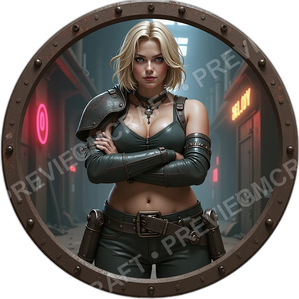 Slagbelt Demolisher, Female, Piston Hip Mounts, Shrapnel Trophy Strap, Scorched Visor Plate, Mercenaries, ,Adult,1.8,, ,Overweight With Belly,1.8,, ,S 0001 top-down token preview