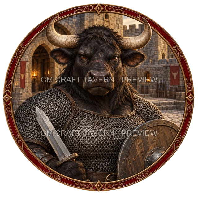 Grom Redcliff - aperçu de token de combattant vu du dessus
