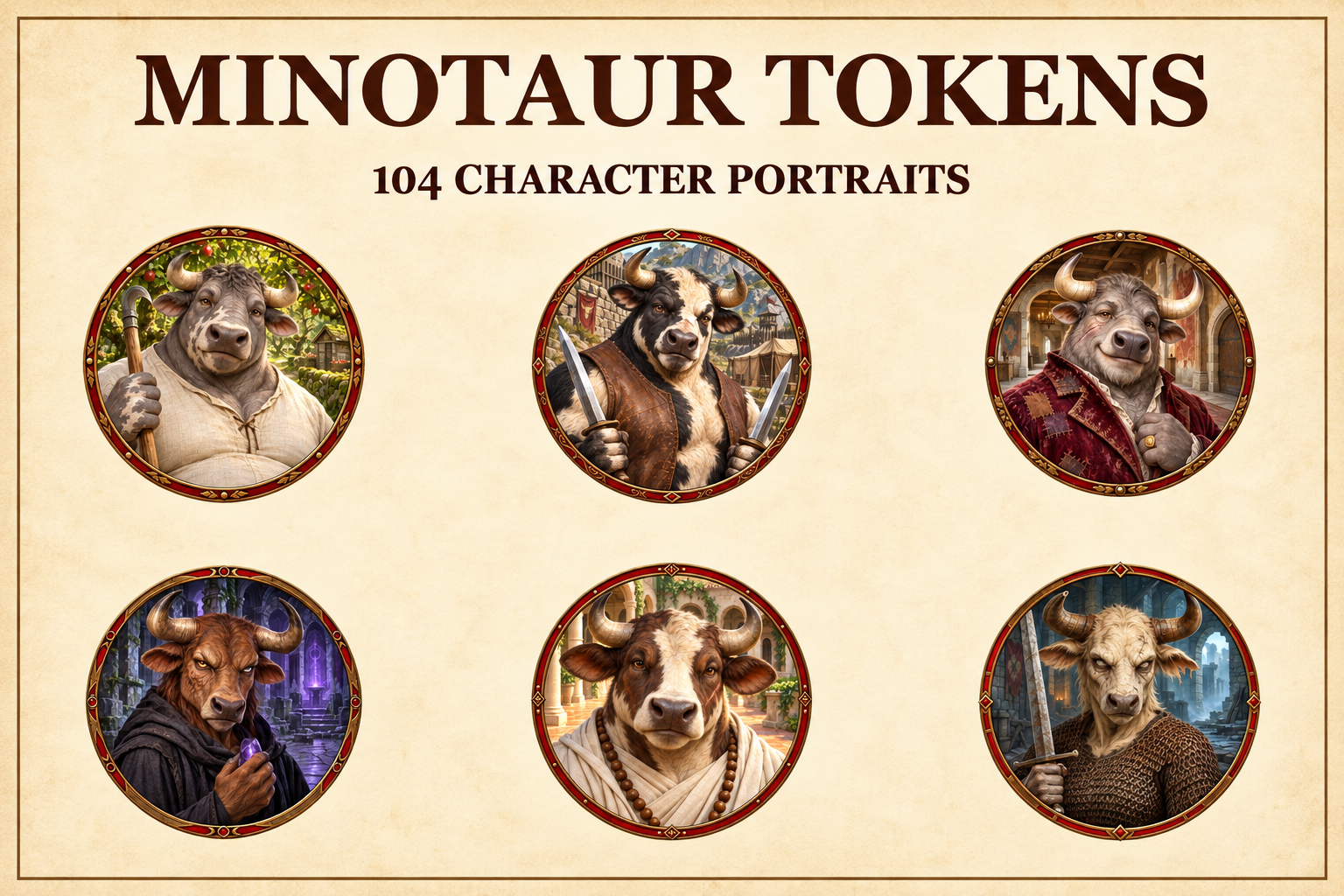 Aperçu du produit Tokens de personnages minotaures 1