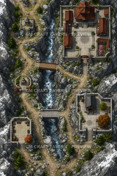 Mountain Monastery Pass battlemap preview