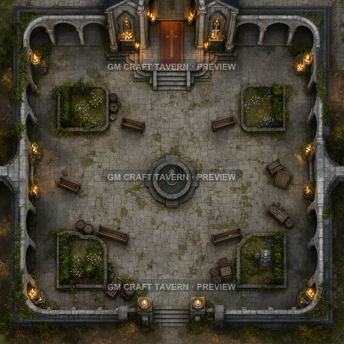 Candlelit Chapel Court battlemap preview