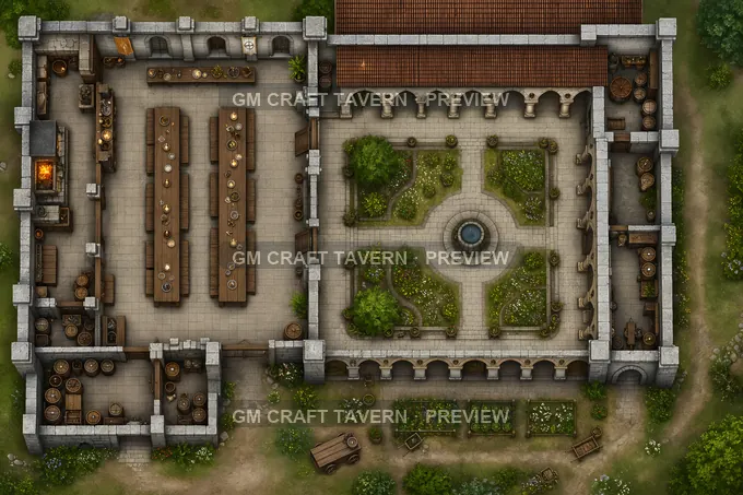 Abbey Refectory Court battlemap preview