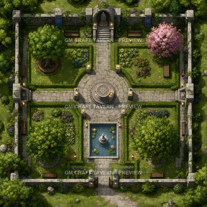 Silent Prayer Garden battlemap preview
