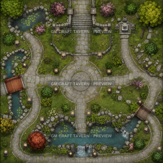 Stone Lantern Walk battlemap preview