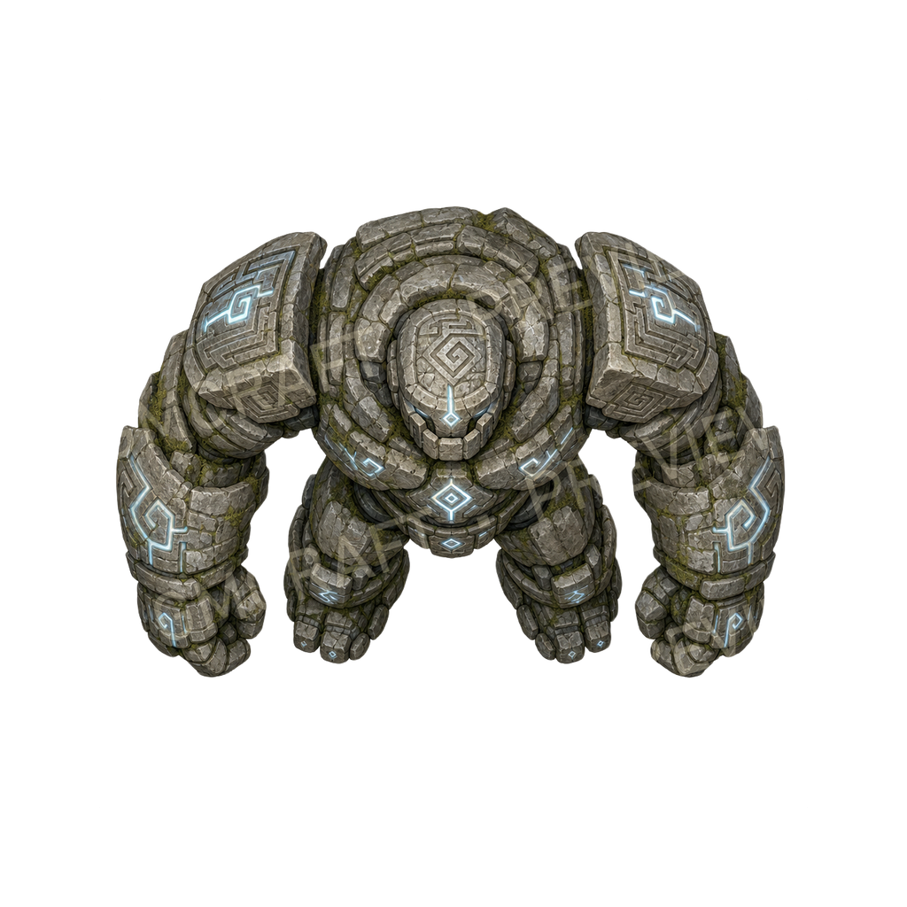 Bundle 30 10 Stone Golem Guardian top-down token preview