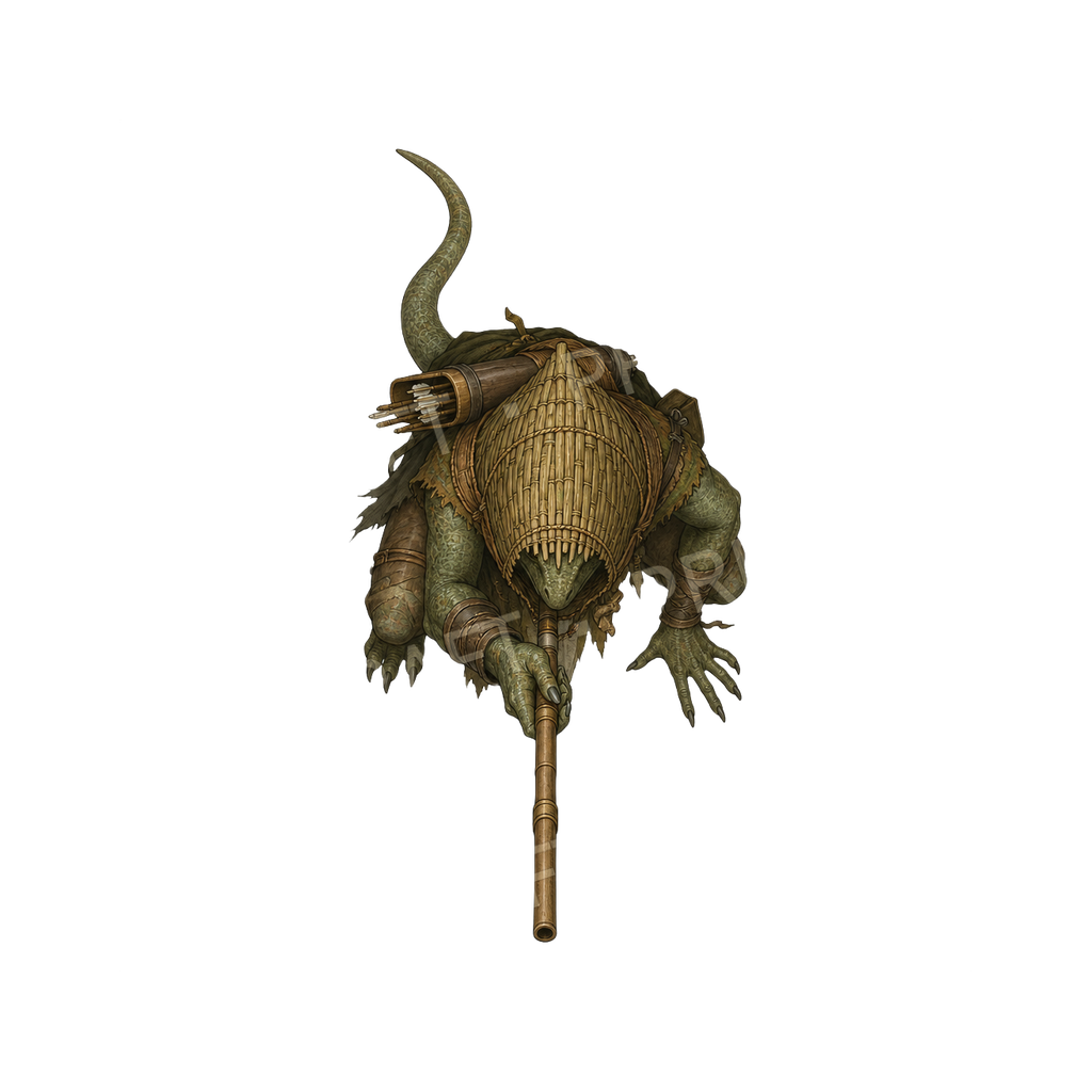 Moonfen Lizardfolk Blowgun Scout top-down token preview