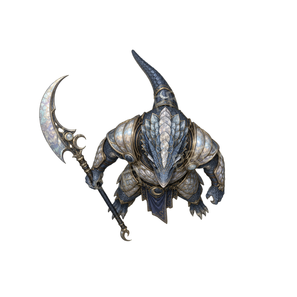 Moonfen Lizardfolk Moonscale Champion top-down token preview