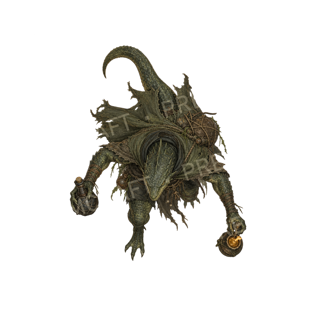 Moonfen Lizardfolk Bog Saboteur top-down token preview