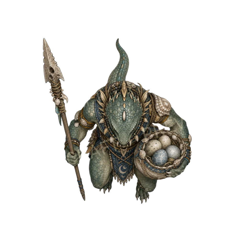 Moonfen Lizardfolk Egg Keeper top-down token preview