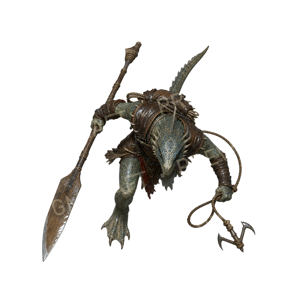 Moonfen Lizardfolk Skiff Raider top-down token preview