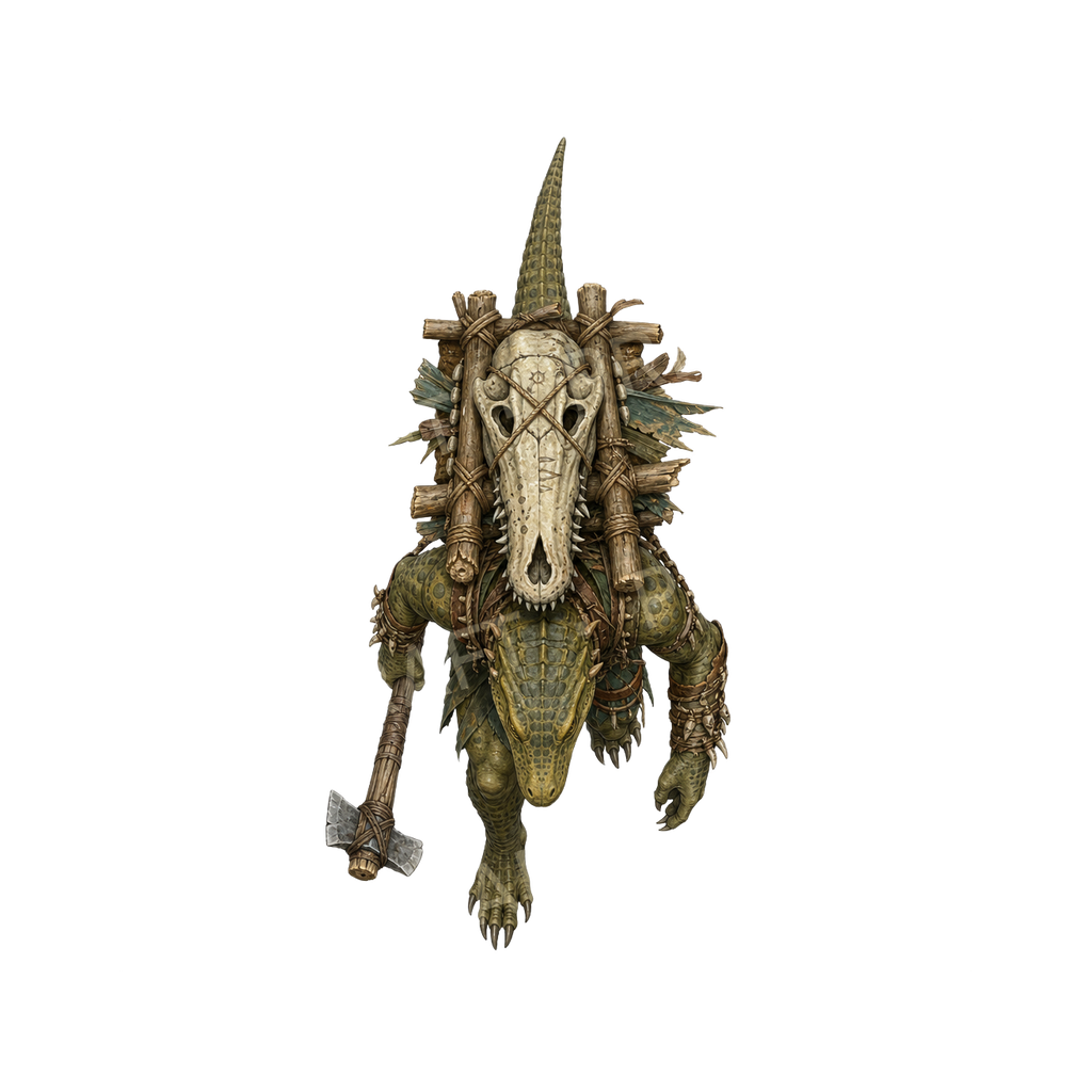 Moonfen Lizardfolk Totem Carrier top-down token preview