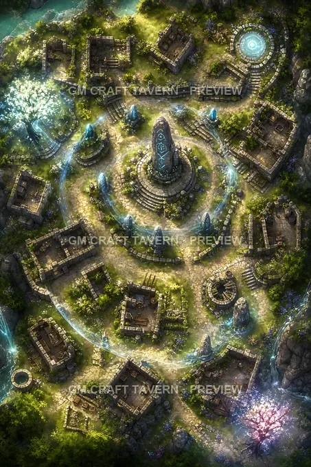 Ancestor Rune Village Ruins battlemap preview