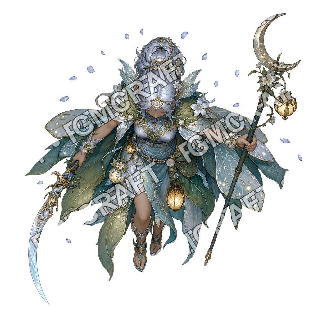 Glowing Leaf Boat Moonlit Priestess top-down token preview