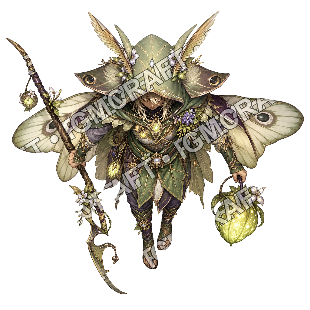 Glowing Leaf Boat Moth Navigator top-down token preview
