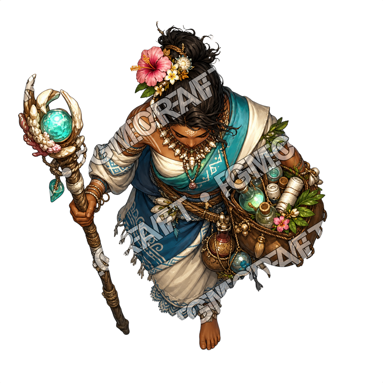 Island Raft Healer Or Mage top-down token preview