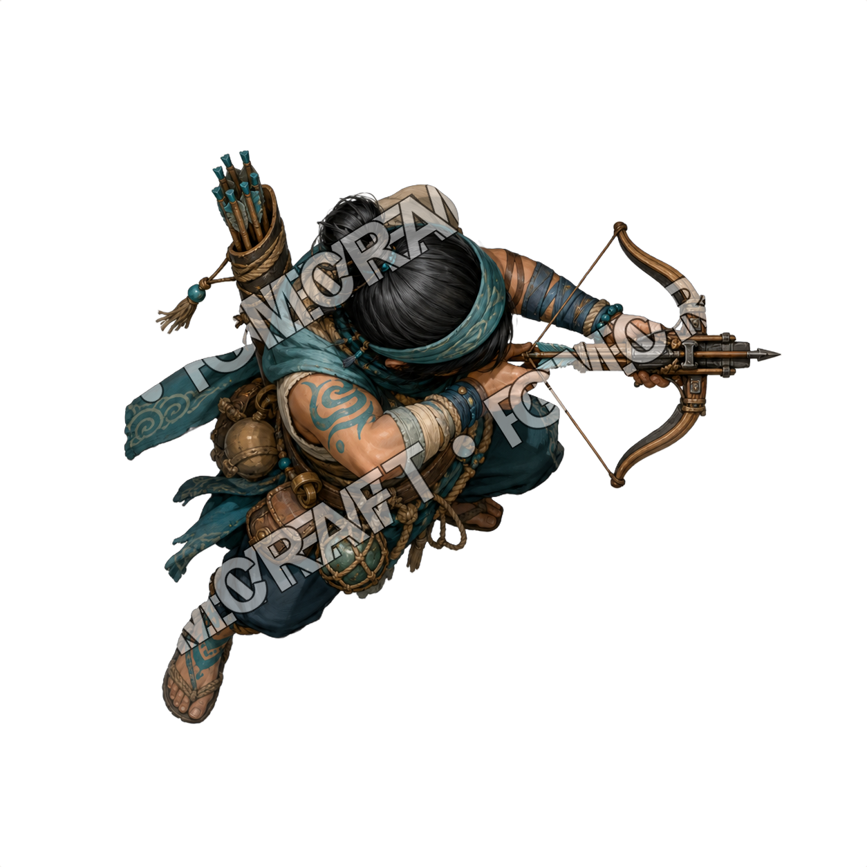 Monk Meditation Skiff Sharpshooter top-down token preview