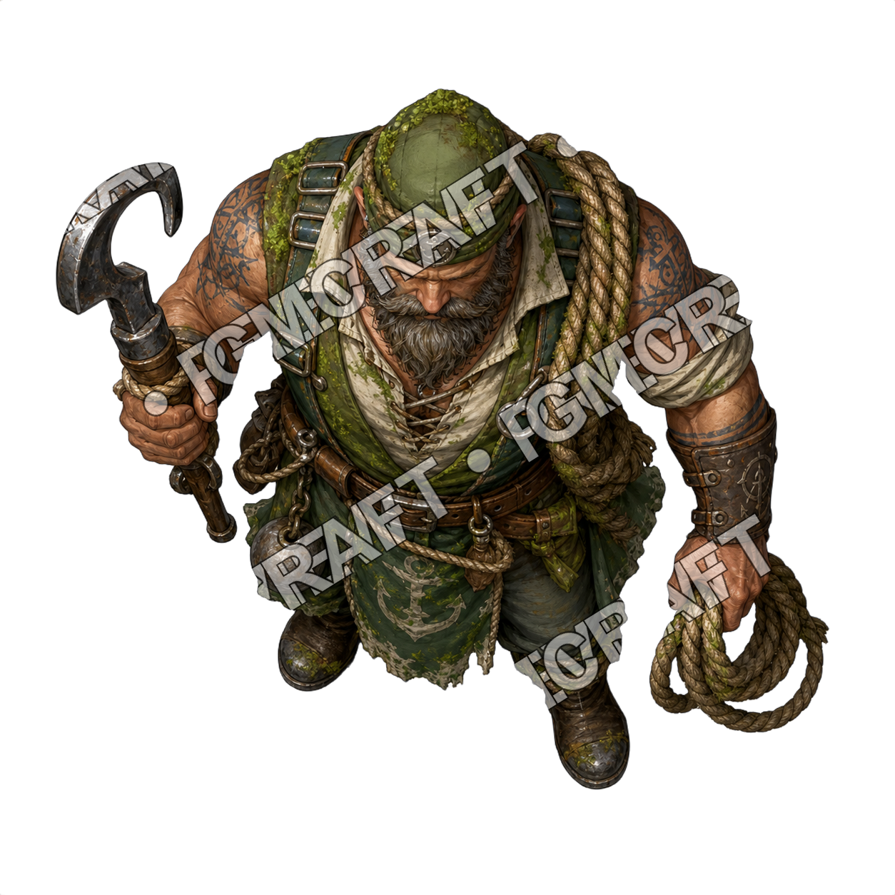 Mossy Stone Barge Bosun top-down token preview