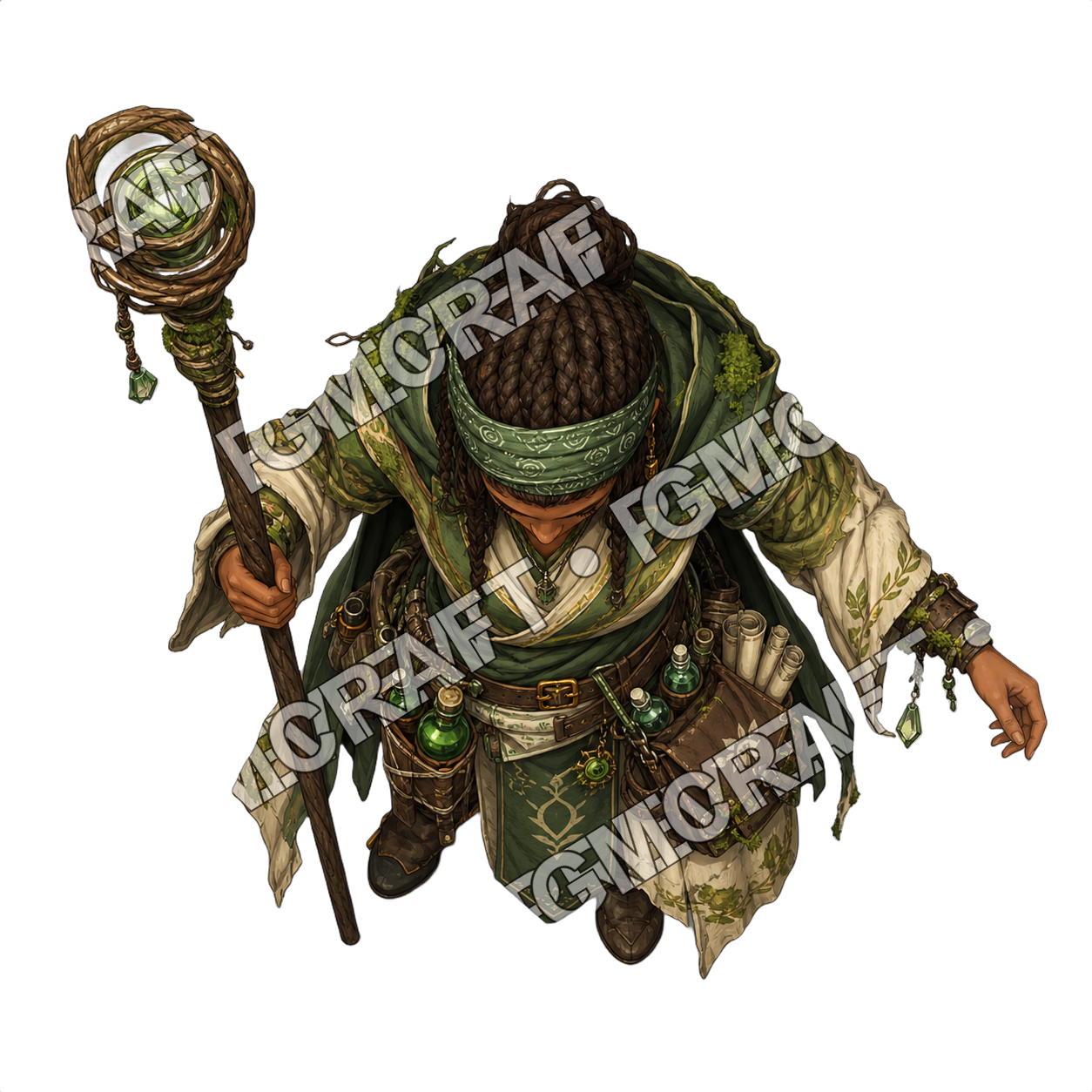 Mossy Stone Barge Healer Or Mage top-down token preview