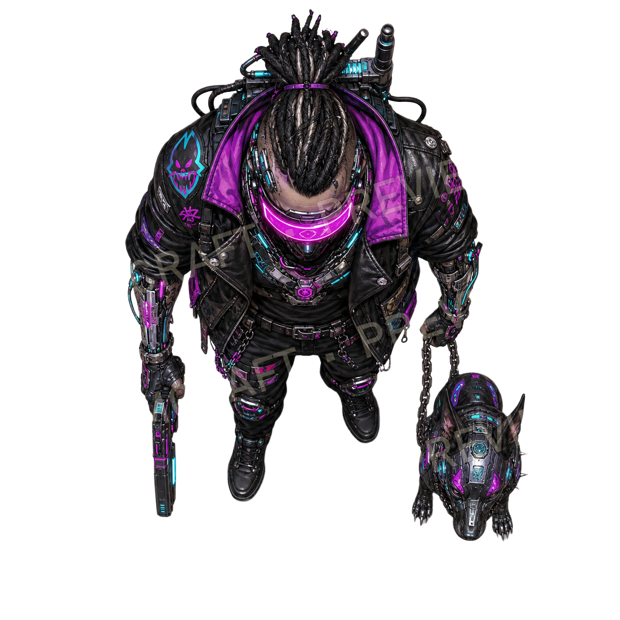 Cyber Hound Handler top-down token preview
