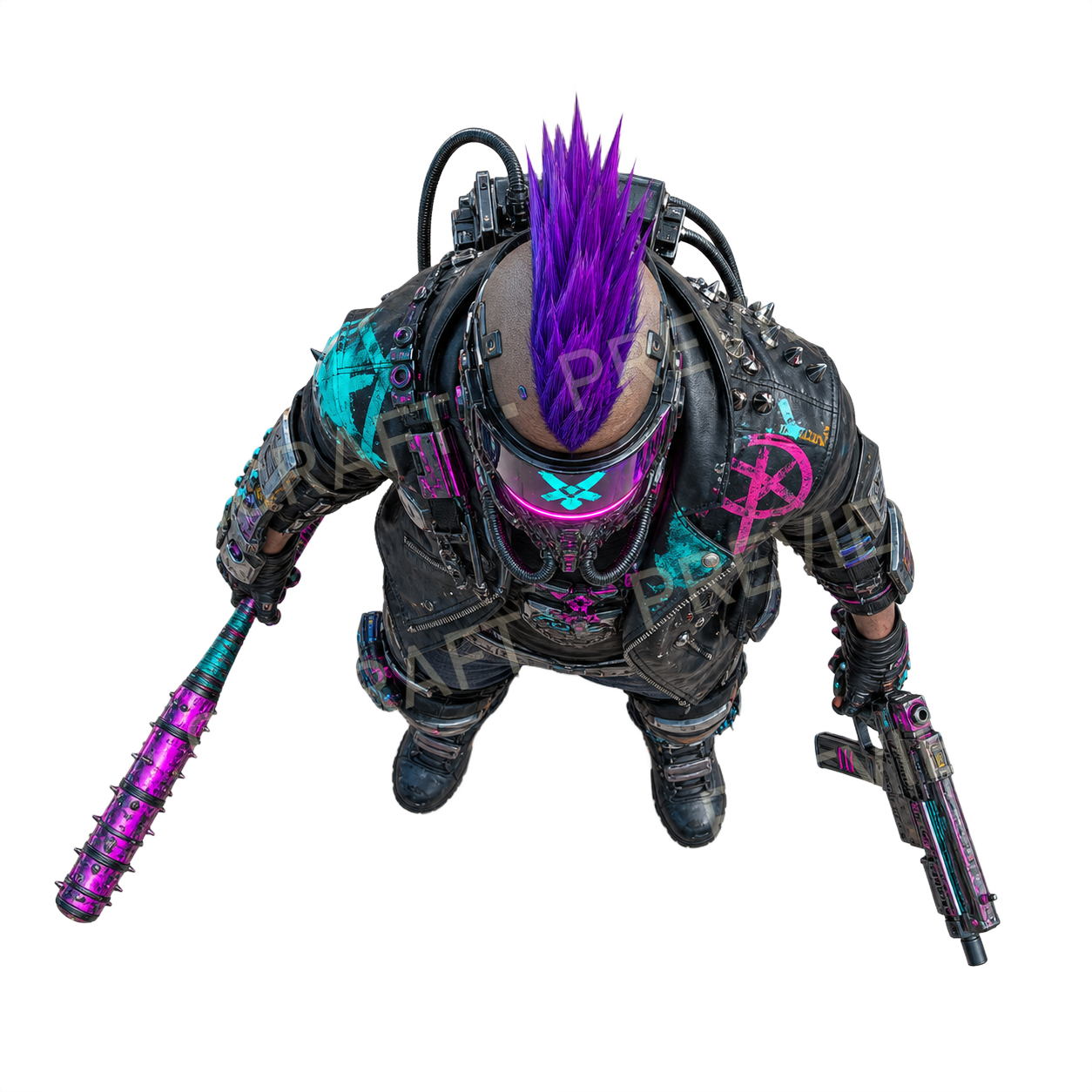 Acid Bat Raider top-down token preview