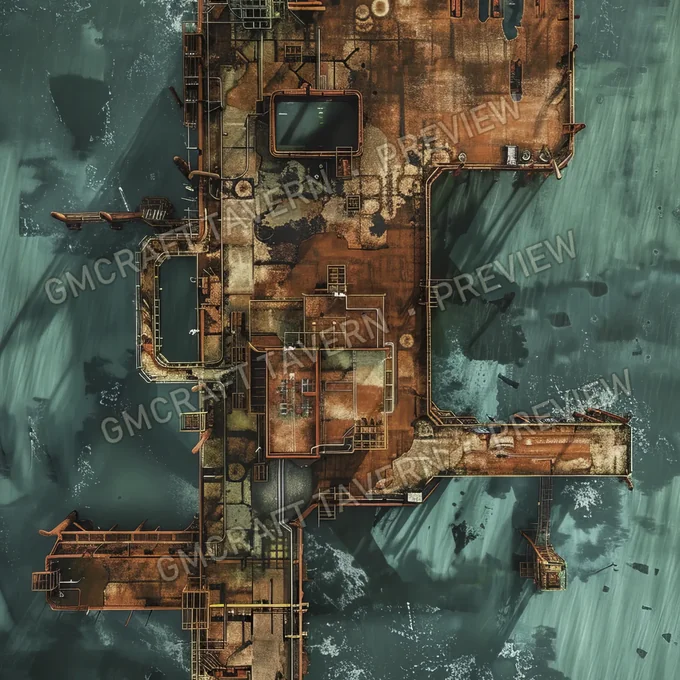 Aperçu de la battlemap Plateforme pétrolière offshore abandonnée D