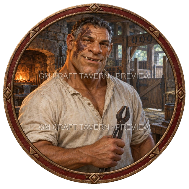 Varka Westmere - aperçu de token de forgeron vu du dessus