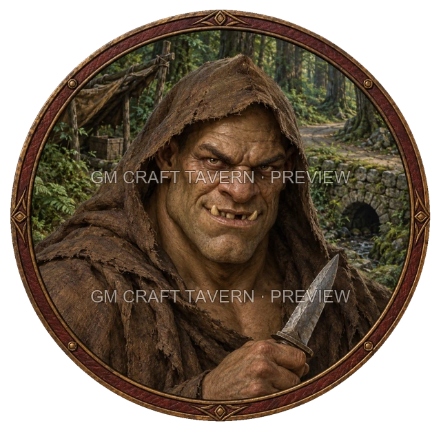 Aperçu de token de brigand de grand chemin vu du dessus