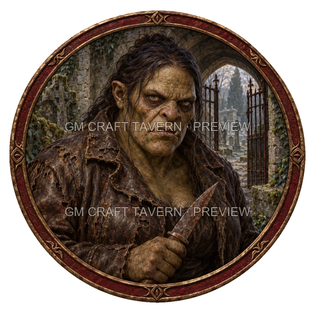 Aperçu de token de bandit mort-vivant vu du dessus