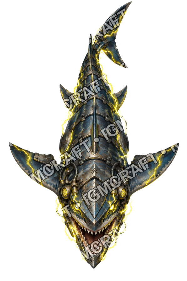Pirate Ocean 0322 Armored Shark Electric Lens Topdown Token top-down token preview