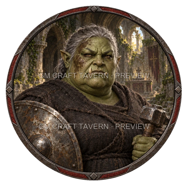 Aperçu du token vu du dessus de Grom Mossridge - Paladin