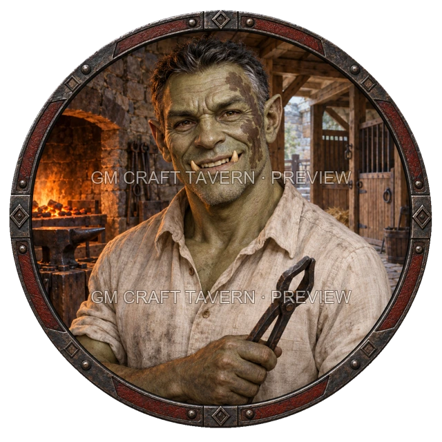 Varka Westmere - aperçu de token de forgeron vu du dessus