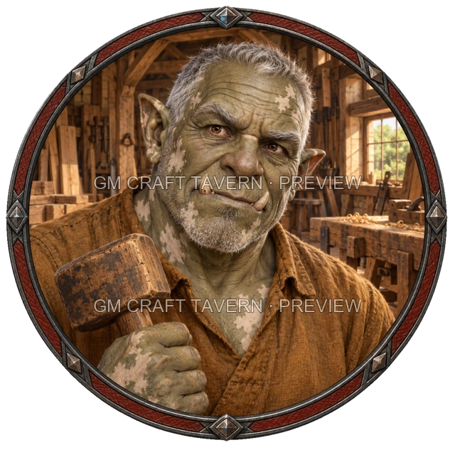Morga Oakbend - aperçu de token d’artisan vu du dessus
