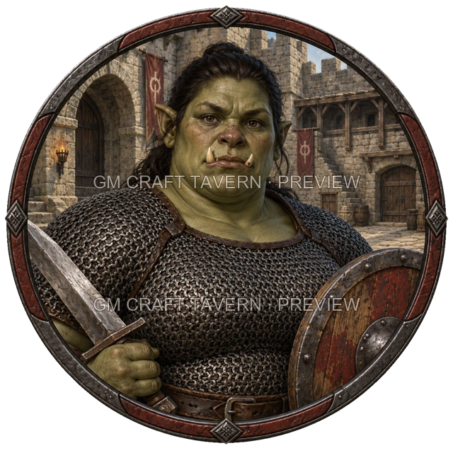 Grom Redcliff - aperçu de token de combattant vu du dessus