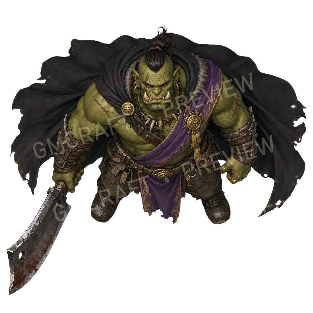 Orc Highway Boss Blackcloak Cleaver top-down token preview