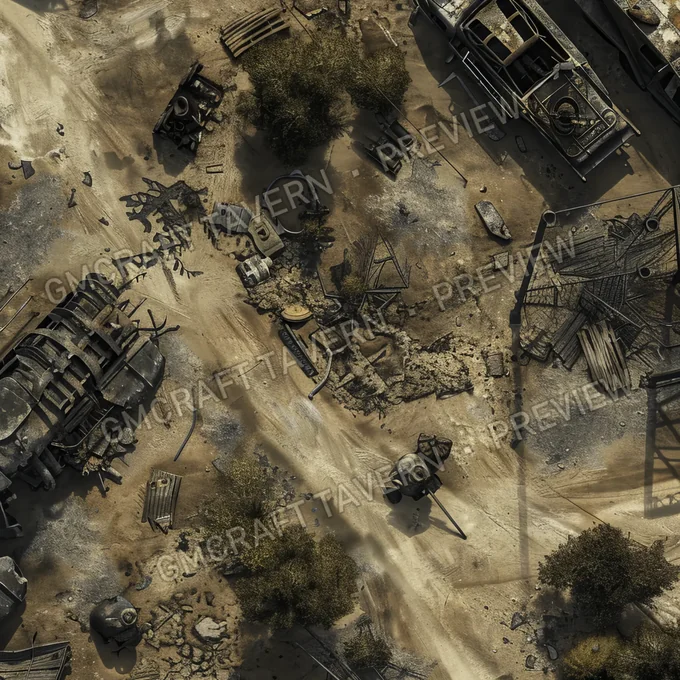 Aperçu de la battlemap Ravaged Old Battlefield Post Apo