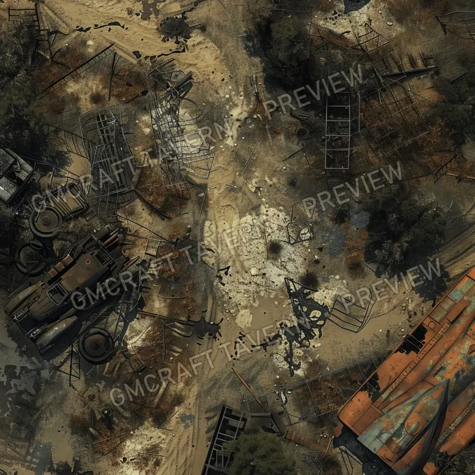 Aperçu de la battlemap Ravaged Old Battlefield Post Apo