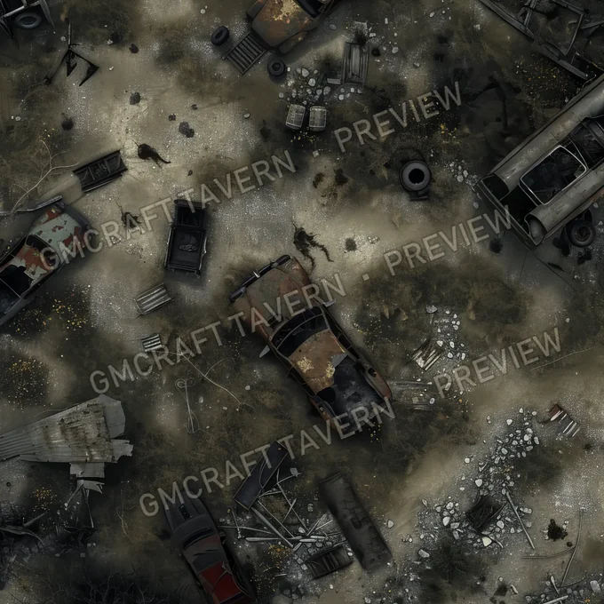 Aperçu de la battlemap Ravaged Old Battlefield Post Apo