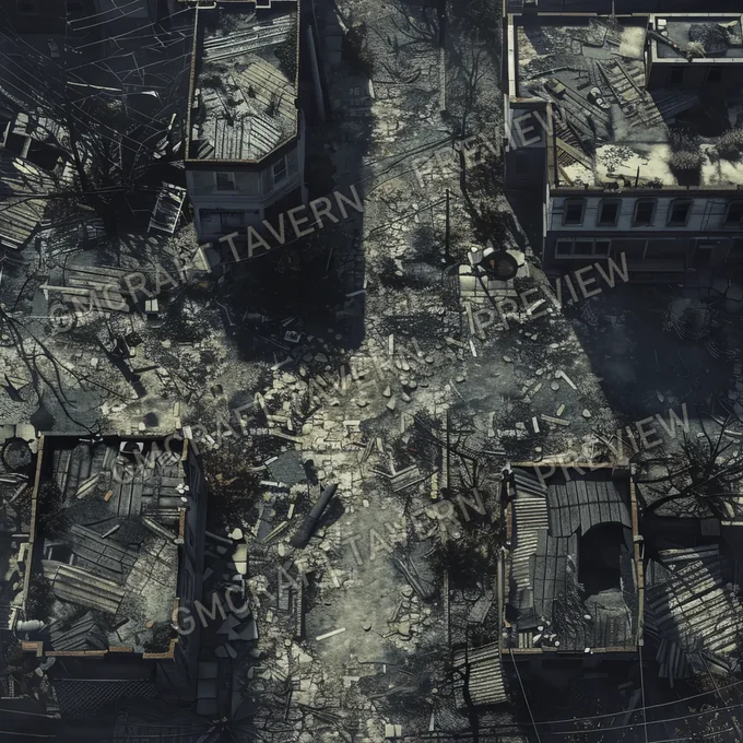 Aperçu de la battlemap Ravaged Residential District A O