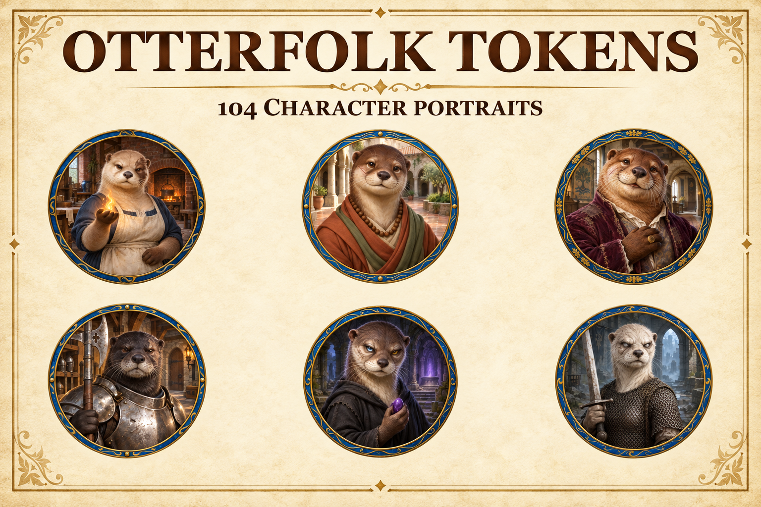 Aperçu du produit Tokens de personnages loutre-folk 1