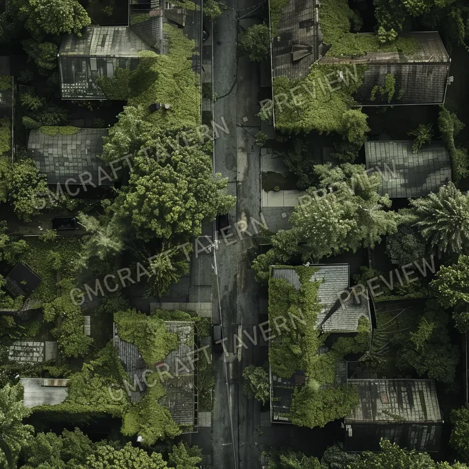 Overgrown Abandoned Neighborhood battlemap preview