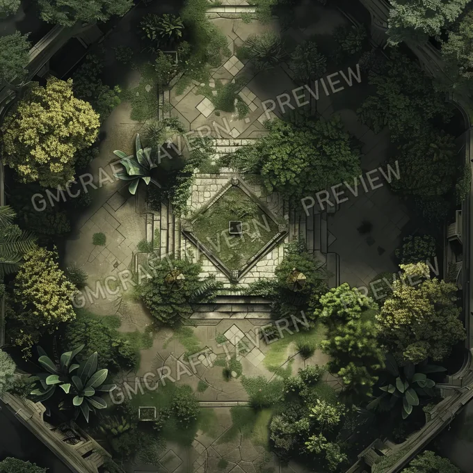 Overgrown Botanical Gardens With battlemap preview