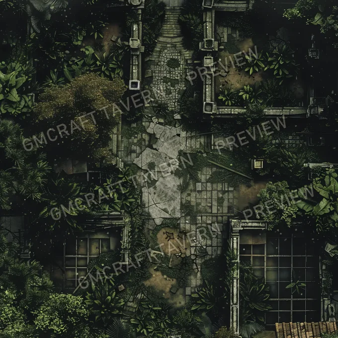 Overgrown Botanical Gardens With battlemap preview
