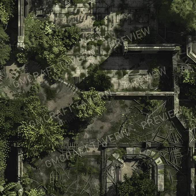 Overgrown Botanical Gardens With battlemap preview