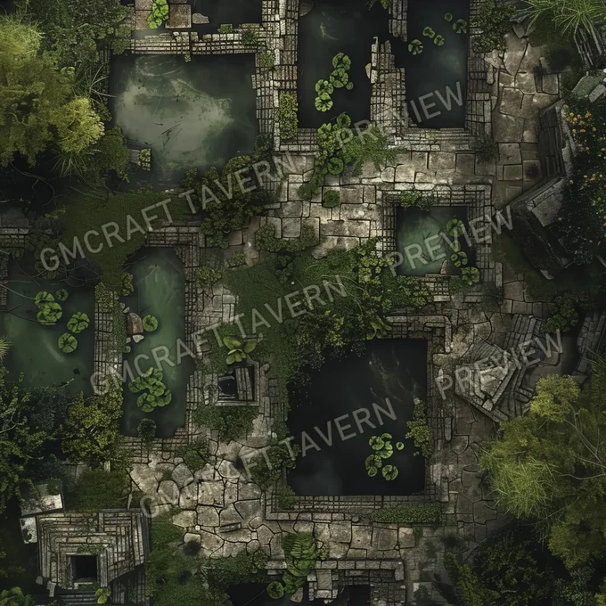 Overgrown Botanical Gardens With battlemap preview