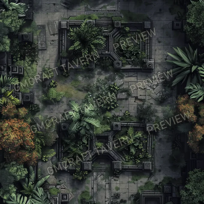 Overgrown Botanical Gardens With battlemap preview
